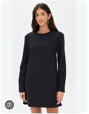 Ganni Dress Womens S Black Long Sleeve Stretch Shift Short Work Casual